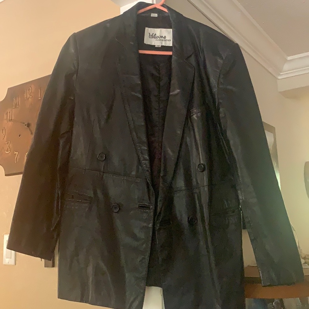 Men’s long leather jacket